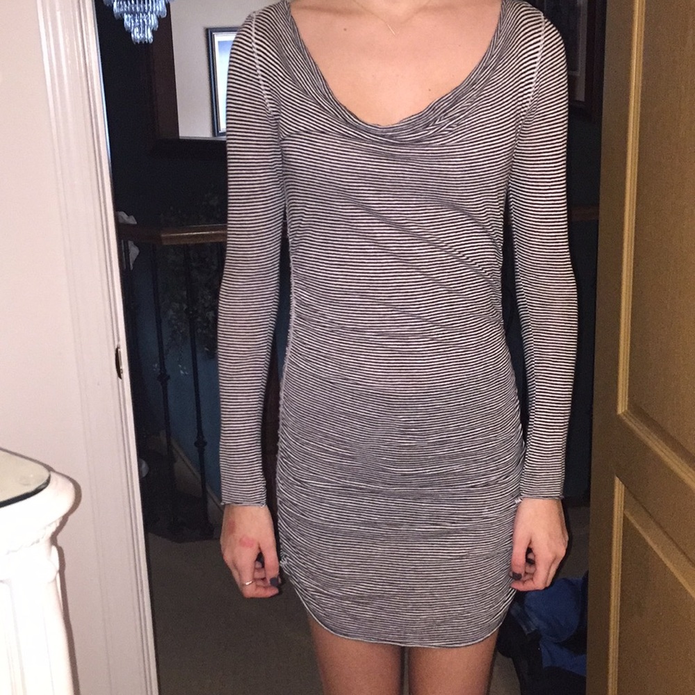 black and white stripped dress